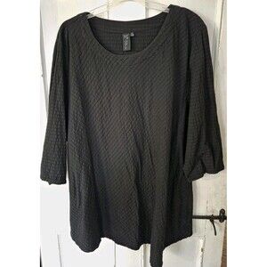 Focus Casual Life Black 3/4 Sleeve Cotton Gauze Tunic Oversized Artsy XL EUC